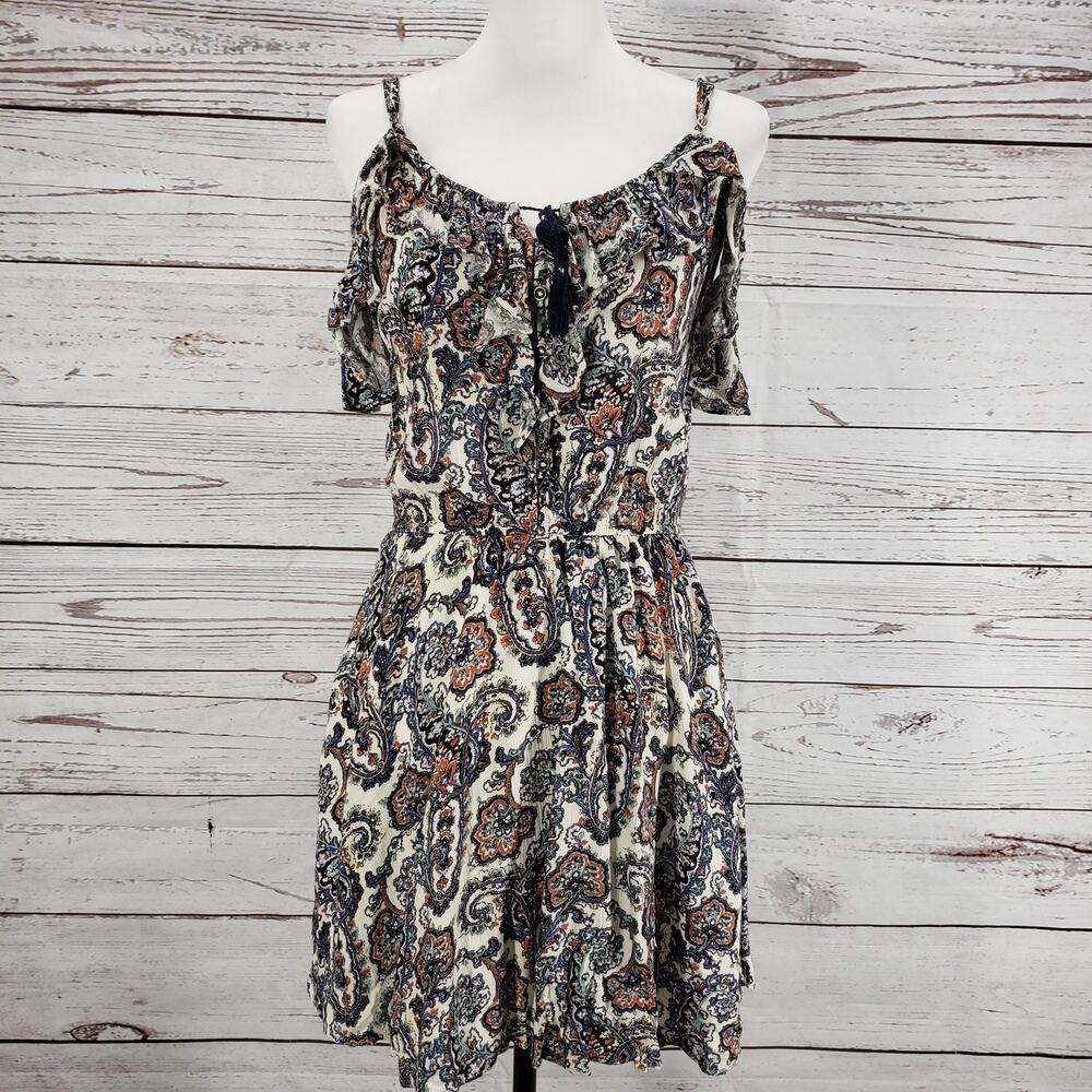 American Eagle Outfitters Women's Paisley Cold Shoulder Dress Size Medium
